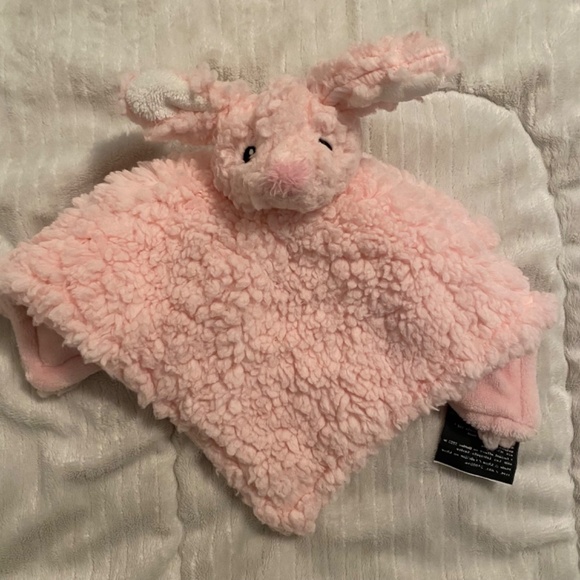 Little Miracles Pink Bunny Rabbit Sherpa Plush Baby Security Blanket Lovey - Picture 1 of 3
